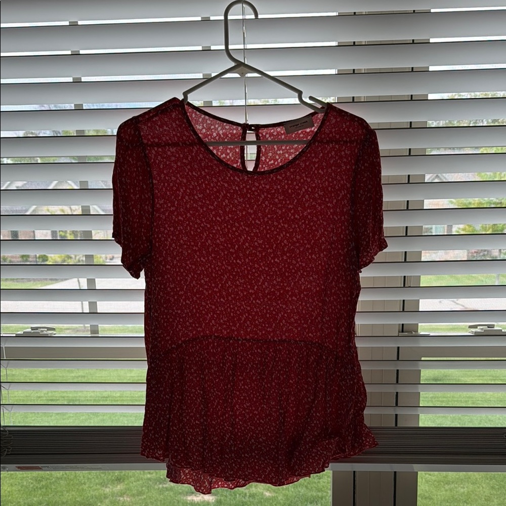 Orange Creek Red Peplum Cut Out Blouse